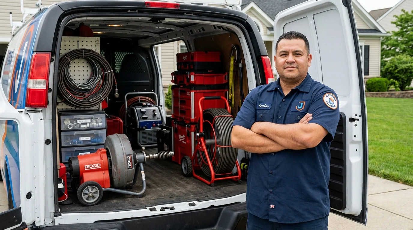 Professional drain cleaning equipment and Johns Plumbing LLC plumber in Meadville