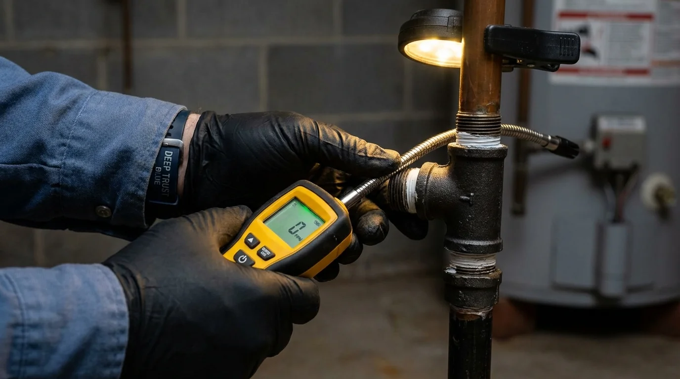 Gas leak detection with electronic sniffer by Johns Plumbing LLC in Meadville